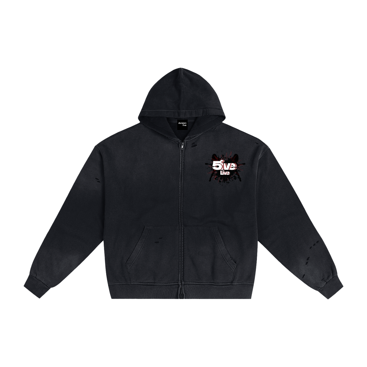 5ive Live Distressed Zip Up
