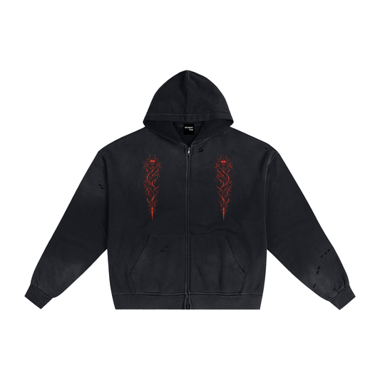 Gothic Blood Distressed Zip Up