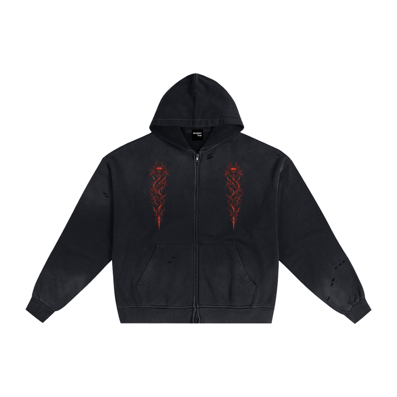 Gothic Blood Distressed Zip Up