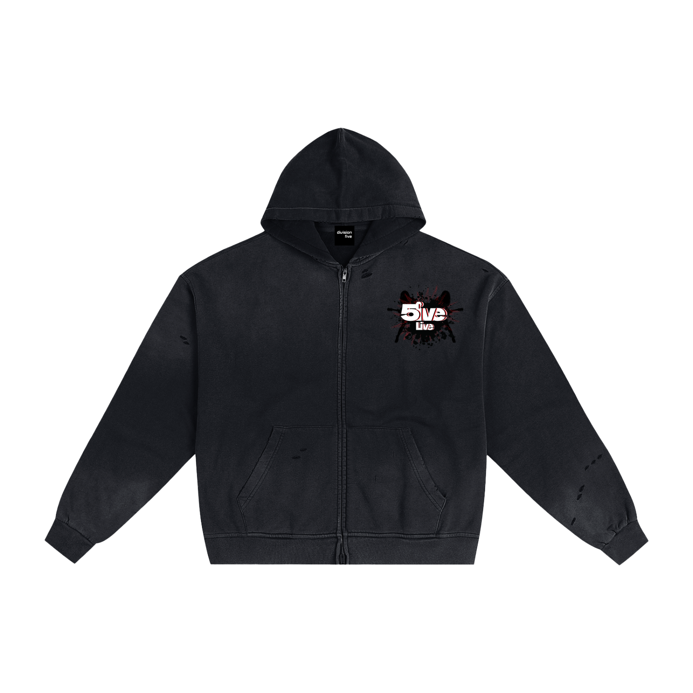 5ive Live Distressed Zip Up