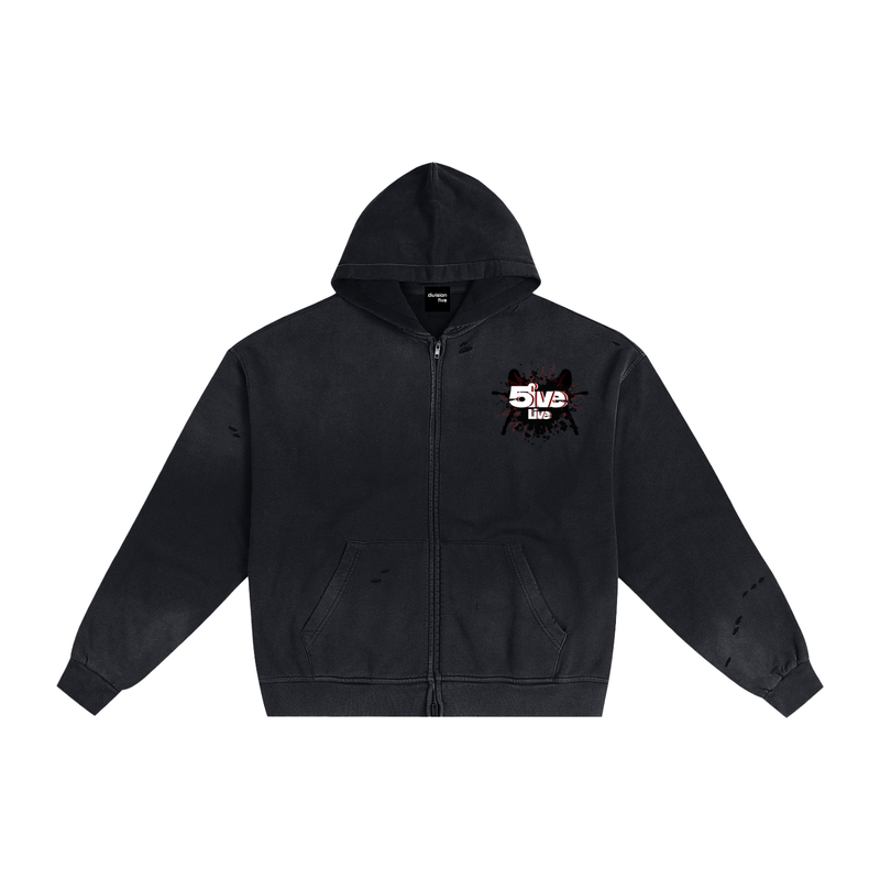 5ive Live Distressed Zip Up